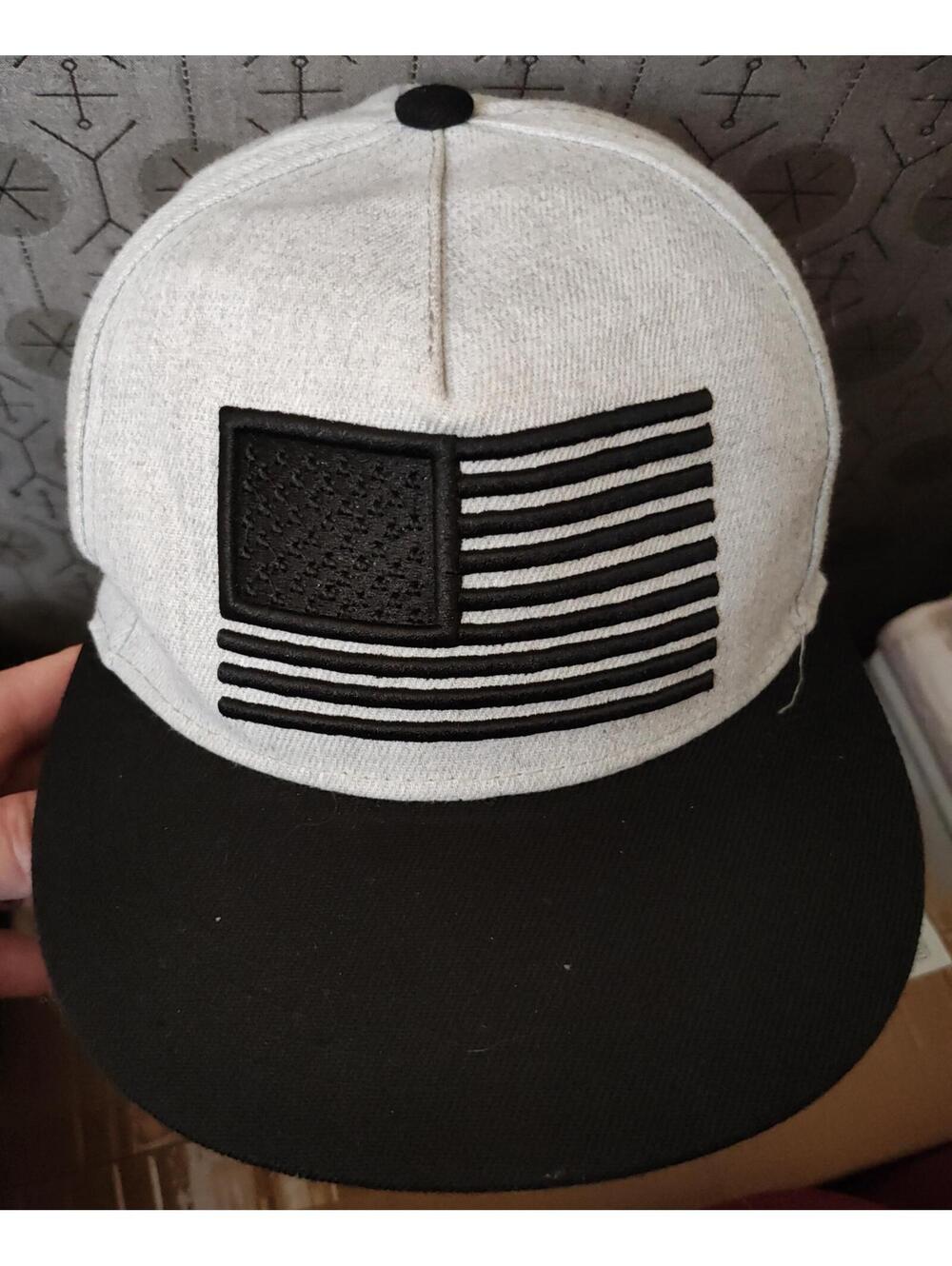 USA blacked out flag design hat/cap NWOT gray snapback